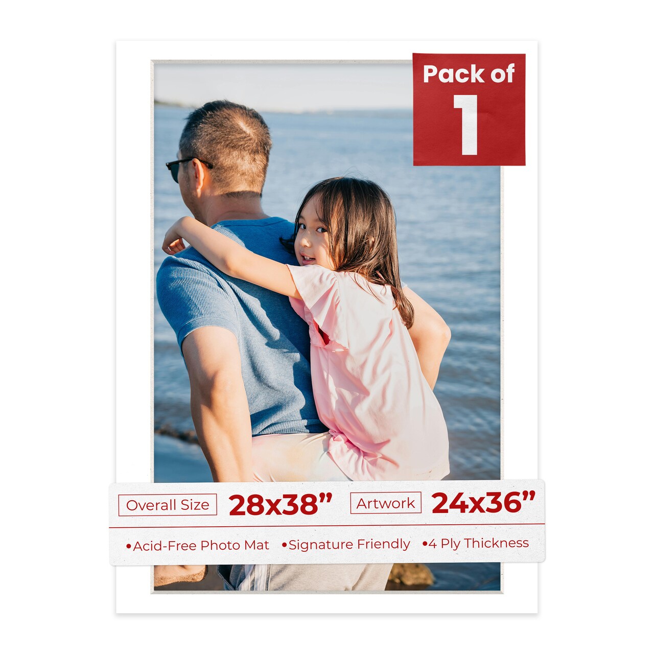 Textured White Mat Board for 28x38 Frames - Fits 24x36 Photos